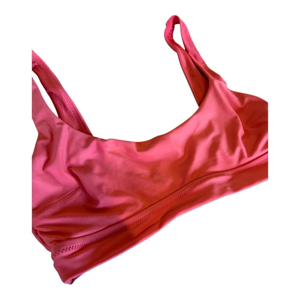 NWT Aerie Scoop Bikini Top Size M Solid Coral Wide Straps Low Back MSRP $30 - Picture 9 of 9